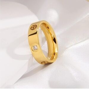 Gold 18k Gold Plated Titatium CZ Ring
